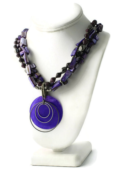 A.N.A Purple Shell Necklace With Multiple Strands