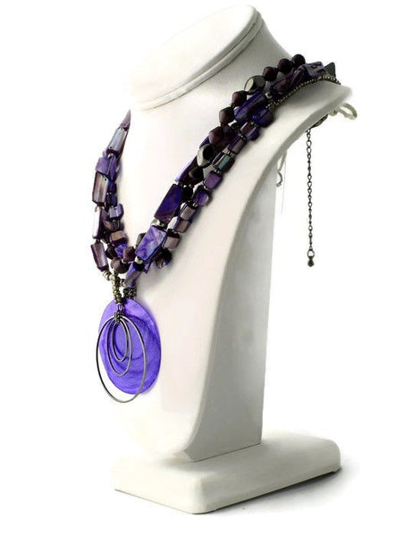 Purple Shell Necklace By A.N.A. With Multiple Strands Of Iridescent Shells