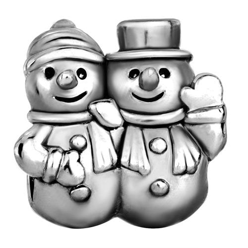 European Bead Snowman Couple (Compatible With Pandora Charm Bracelets)