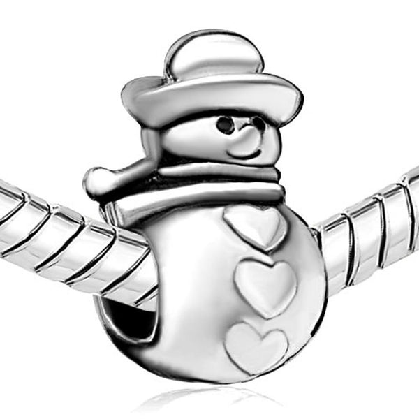 Snowman With Heart Buttons (Compatible With Pandora Charm Bracelets)