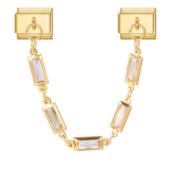9mm Italian charm baguette chain link connector in gold