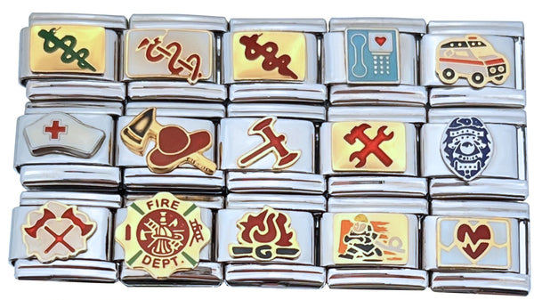 Wholesale 9mm Italian Charms Firefighter Police And Medical Jobs And Occupation