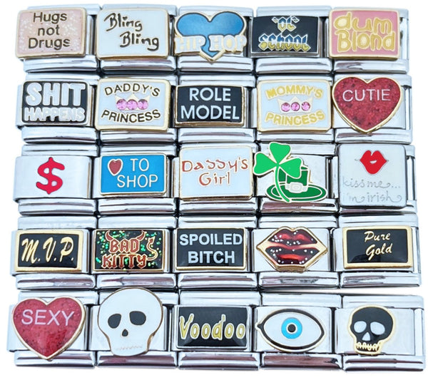 Assorted Words 9mm Italian Charms (Collection #12)