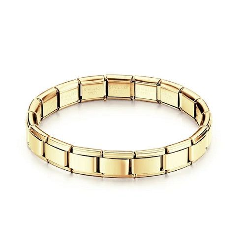 Gold 9mm Italian Charm Starter Bracelet - Stainless Steel 18 Links