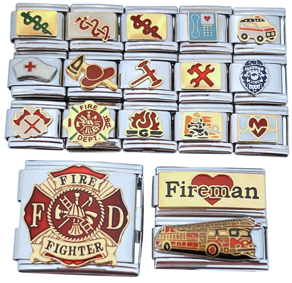 9mm Italian Charms Firefighter Police And Medical Jobs And Occupation