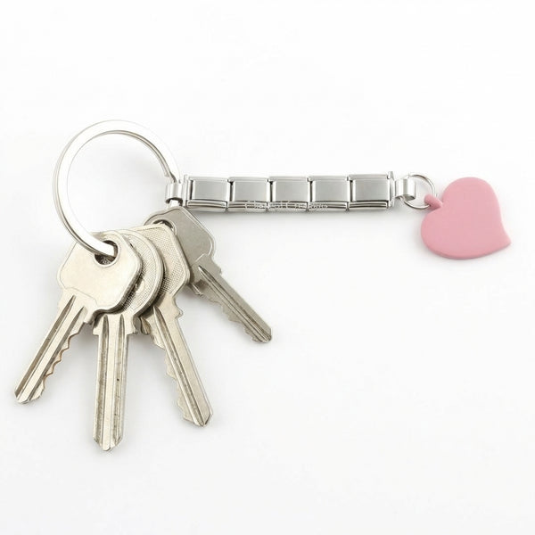 Pink Heart Key Chain For 9mm Italian Charms