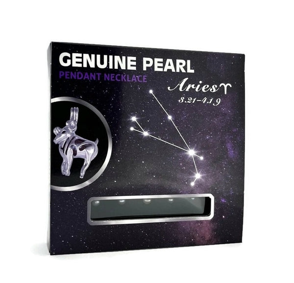 Aries Zodiac Stainless Steel Necklace Cage Kit With 5 Genuine Pearls