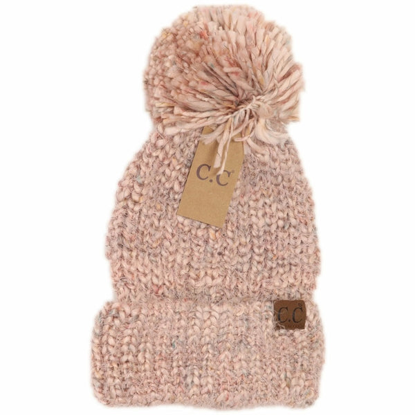 C.C Beanie Feather Knit Pom Hat