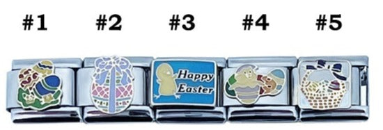 Assorted Easter Theme Charms 9mm Italian Charms baby chick, easter eggs and easter basket