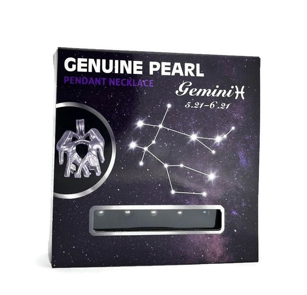 Gemini Zodiac Stainless Steel Necklace Cage Kit With 5 Genuine Pearls