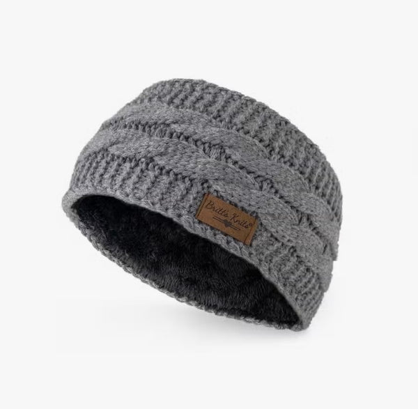 Gray cable knit fleece-lined headwarmer one size fits most
