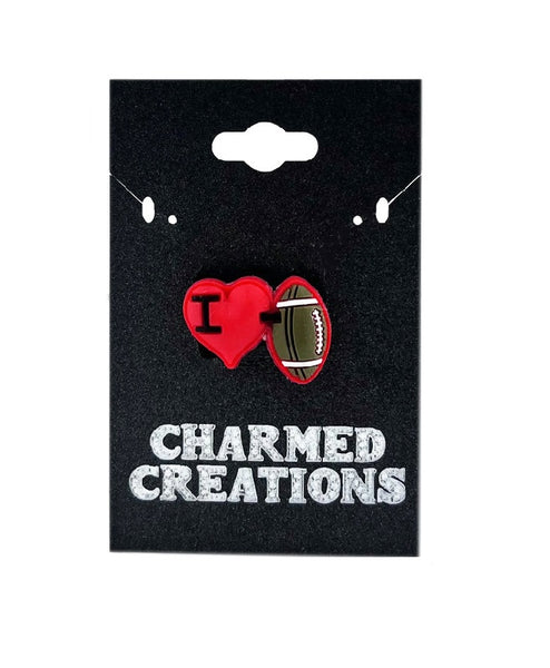 I Love Football Shoe Charm