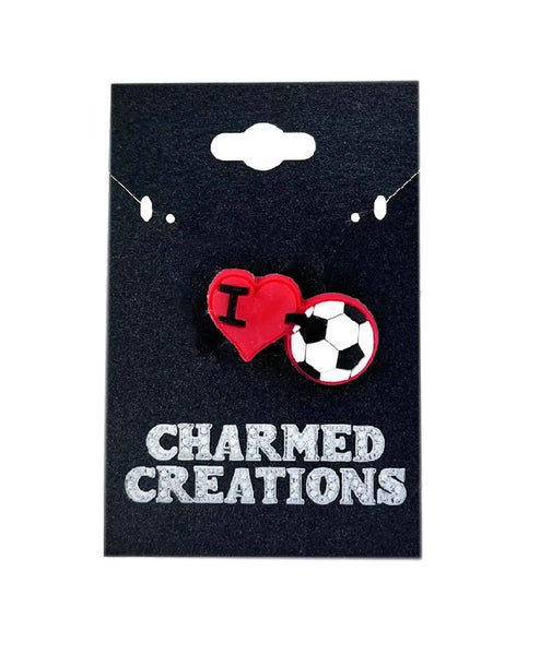 I Love Soccer Shoe Charm