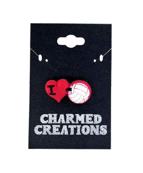 I Love Volleyball Shoe Charm