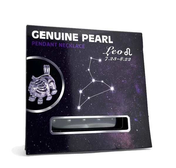 Leo Zodiac Stainless Steel Necklace Cage Kit With 5 Genuine Pearls