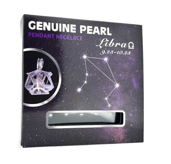 Libra Zodiac Stainless Steel Necklace Cage Kit With 5 Genuine Pearls