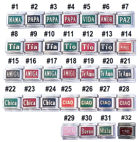 Wholesale Spanish Español Words 9mm Italian Charms