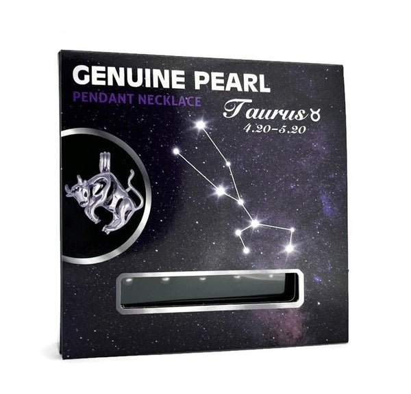 Taurus Zodiac Stainless Steel Necklace Cage Kit With 5 Genuine Pearls