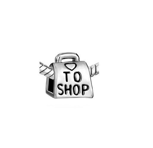 European Bead Heart to Shop Purse (Compatible With Pandora Charm Bracelets)