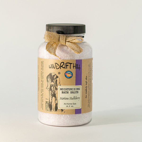 Windrift Hill moisturizing bath salts Montana Huckleberry scent 16.9oz