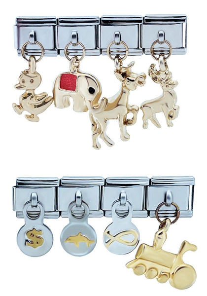 Assorted Gold Dangles 9mm Italian Charms