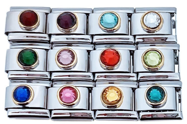Round Crystal Birthstone 9mm Italian Charms