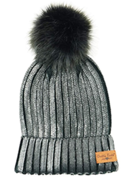 Britt's Knits Metallic Glacier Pom Hat