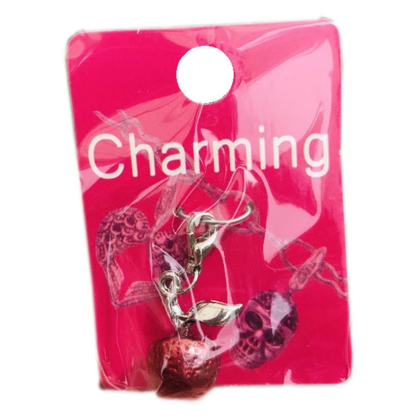 Red apple enamel clip on charm with lobster clasp for charm bracelet
