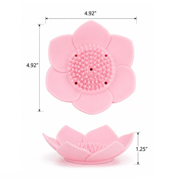 Flower soap dish dimensions: 4.92 inches wide by 4.92 inches long by 1.25 inches tall