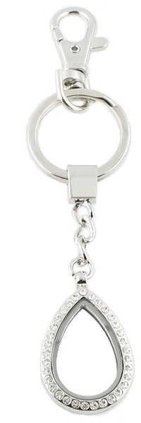 Crystal Teardrop Floating Charm Locket Key Chain