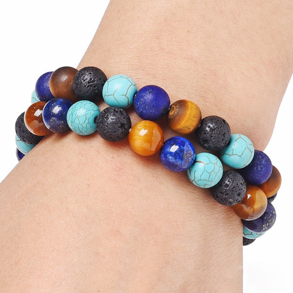 Essential Oil Diffuser Bracelet With Turquoise, Wood & Lava Beads