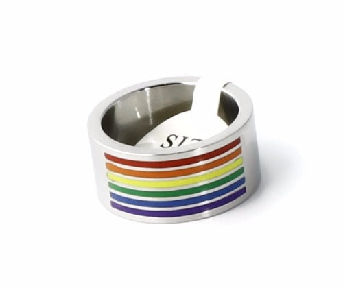 Gay Pride Stainless Steel Wedding Band