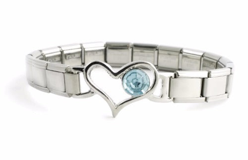December 9mm Italian Charm Bracelet With Birthstone Heart Enhancer