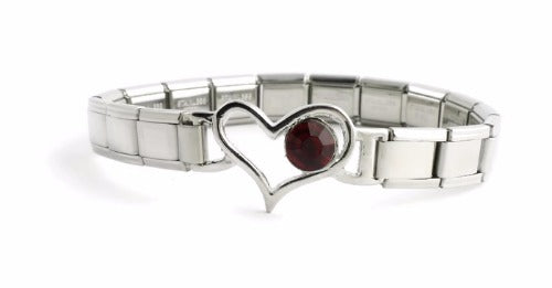 January 9mm Italian Charm Bracelet With Birthstone Heart Enhancer