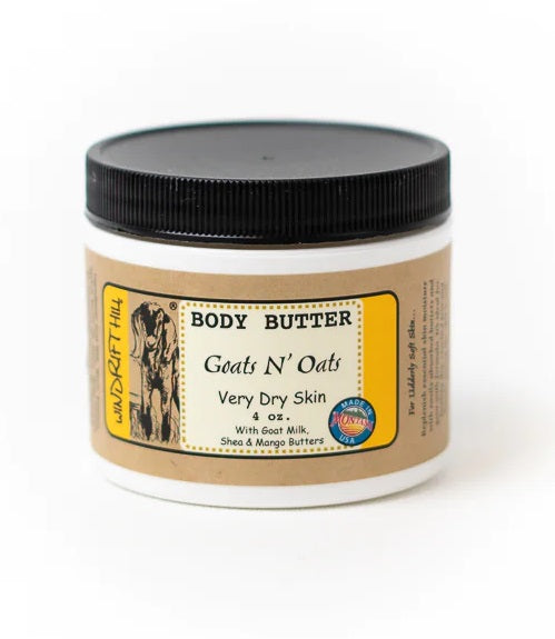 Windrift Hill goat milk body butter Goats N' Oats scent 4oz