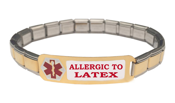 Allergic To Latex Medical Alert 9mm Italian Charm Starter Bracelet