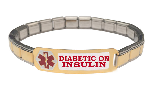 Diabetic On Insulin Medical Alert 9mm Italian Charm Starter Bracelet