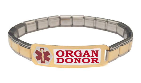 Organ Donor Medical Alert 9mm Italian Charm Starter Bracelet