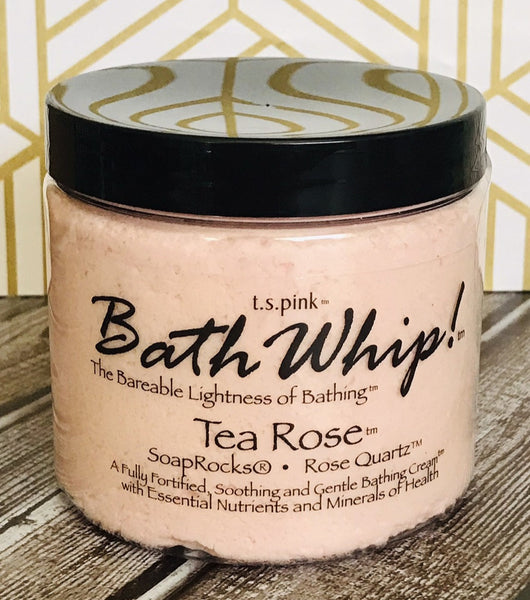 Rose Quartz bath whip creamy whipped soap in Tea Rose Scent
