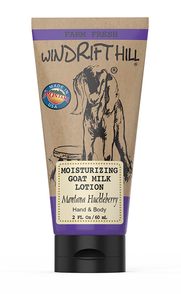 Windrift Hill moisturizing goat milk lotion Montana Huckleberry scent 2oz travel tube