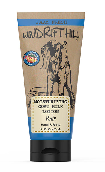Windrift Hill moisturizing goat milk lotion Rain scent 2oz travel tube