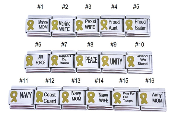 Yellow Ribbon Support Our Troops Military 9mm Italian Charms