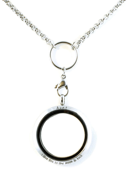 Aunt I Love You To The Moon And Back Floating Charm Locket Necklace