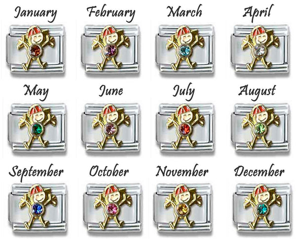 Birthstone Boy 9mm Italian Charm