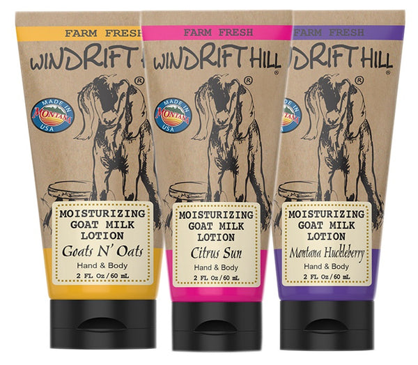 Windrift Hill Handmade Moisturizing Goats Milk Lotion For Dry Skin- 2oz Travel Tube. 7 Scents Available. 