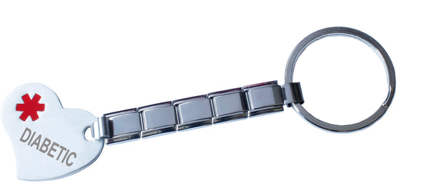 Diabetic Medical Alert 9mm Italian Charm Key Chain