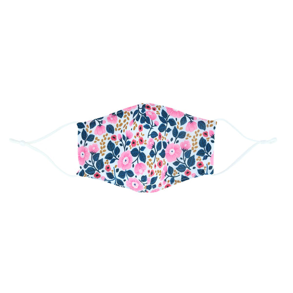 White Floral Adult Care Cover Face Mask