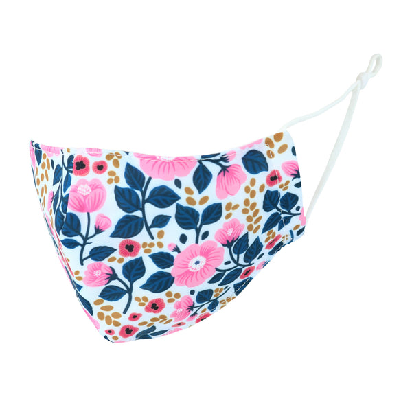 White Floral Adult Care Cover Face Mask