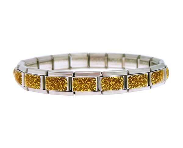 Gold Glitter 9mm Italian Charm Starter Bracelet