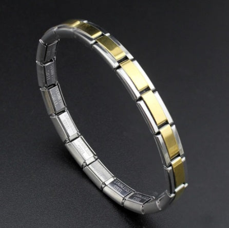 7mm Italian Charm Accent Bracelet With Gold Center